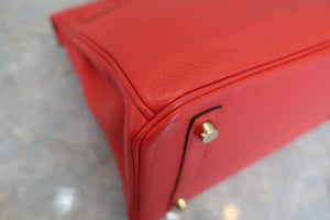 HERMES BIRKIN 30 Clemence leather Rouge tomate A刻印 Hand bag 600060089