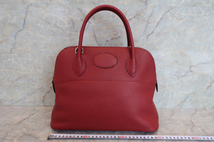 HERMES／BOLIDE 31 Clemence leather Rouge garance □I Engraving Shoulder bag 700010130