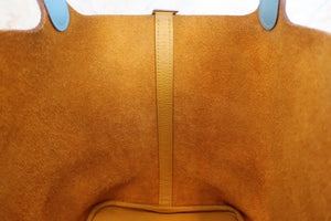 HERMES PICOTIN LOCK Eclat MM Clemence leather/Swift leather Jaune ambre/Celeste C刻印 Hand bag 600040146