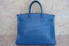 Load image into Gallery viewer, HERMES BIRKIN 40 Graine Couchevel leather Blue france □A Engraving Hand bag 600070128
