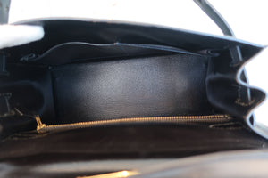 HERMES KELLY 28 Box carf leather Black 〇U Engraving Shoulder bag 700070192