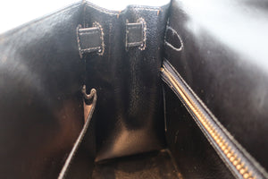 HERMES KELLY 28 Box carf leather Black 〇U Engraving Shoulder bag 700070192