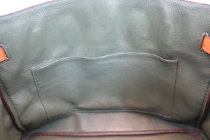 HERMES BIRKIN 35 personal order Togo leather Veil veronese/Gris tourterelle/Orange □M Engraving Hand bag 600050010