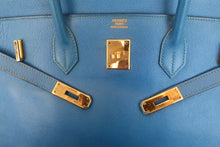 将图片加载到图库查看器，HERMES BIRKIN 40 Graine Couchevel leather Blue france □A刻印 Hand bag 600070128
