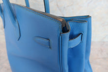 将图片加载到图库查看器，HERMES BIRKIN 40 Graine Couchevel leather Blue france □A刻印 Hand bag 600070128
