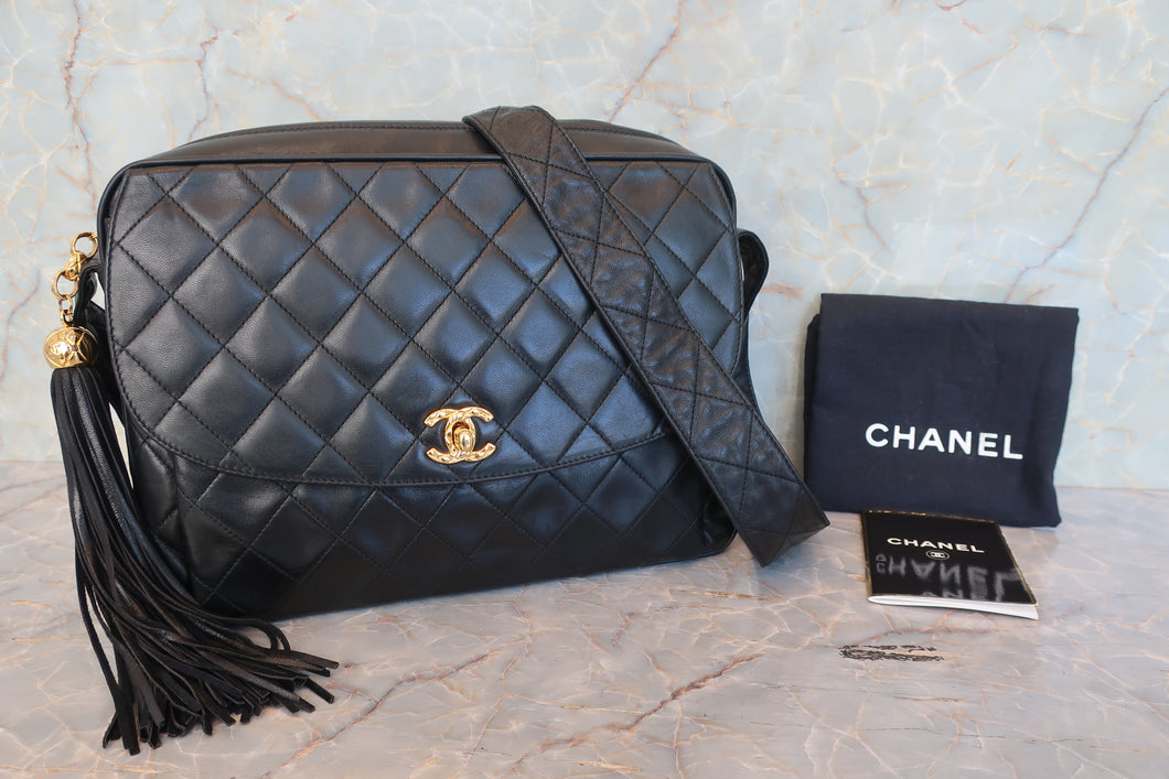 CHANEL/シャネル マトラッセフリンジショルダーバッグ ラムスキン ブラック/ゴールド金具 ショルダーバッグ 700080194