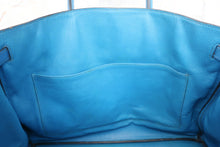 Load image into Gallery viewer, HERMES BIRKIN 40 Graine Couchevel leather Blue france □A Engraving Hand bag 600070128
