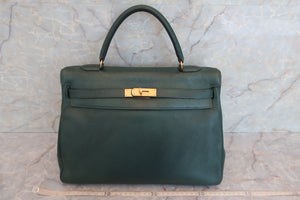 HERMES KELLY 35 Clemence leather Green 〇Y刻印 Shoulder bag 500080053