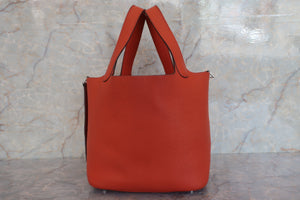 HERMES PICOTIN LOCK MM Clemence leather Potiron orange T Engraving Hand bag 600090019/600040021