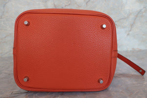 HERMES PICOTIN LOCK MM Clemence leather Potiron orange T Engraving Hand bag 600090019/600040021