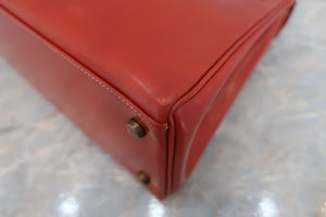 HERMES KELLY 28 Box carf leather Brique 〇P刻印 Hand bag 500100170
