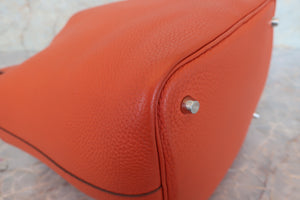 HERMES PICOTIN LOCK MM Clemence leather Potiron orange T Engraving Hand bag 600090019/600040021