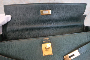 HERMES KELLY 35 Clemence leather Green 〇Y Engraving Shoulder bag 500080053