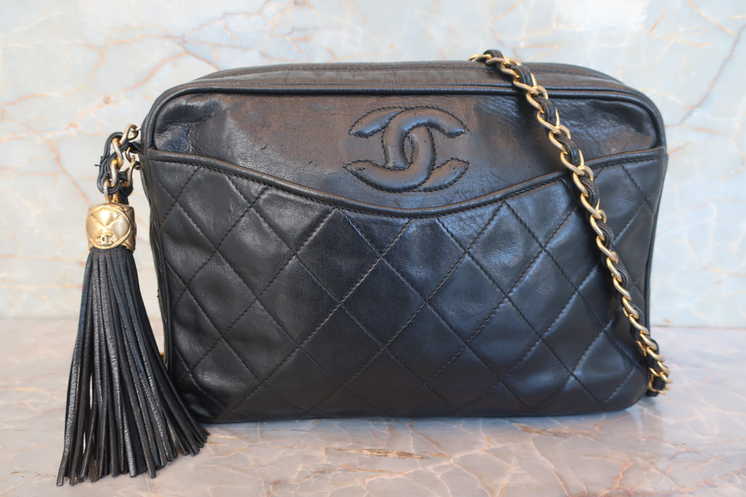 CHANEL/シャネル マトラッセフリンジチェーンショルダーバッグ ラムスキン ブラック/ゴールド金具 ショルダーバッグ 700080205