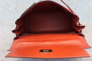 HERMES KELLY 28 Box carf leather Brique 〇P Engraving Hand bag 500100170