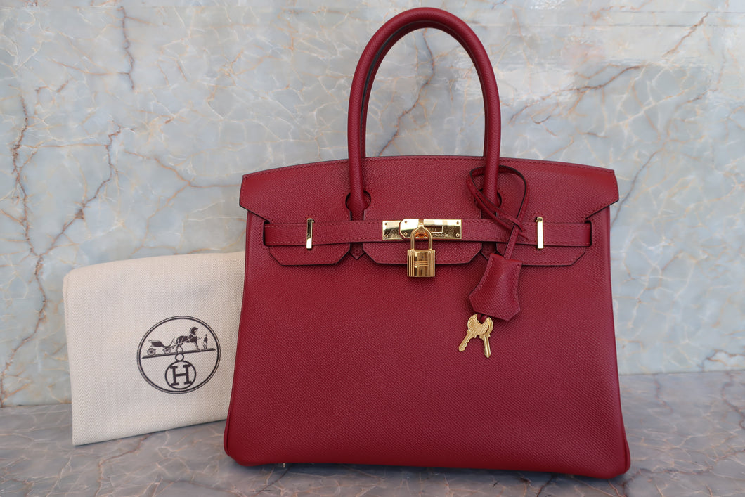 HERMES／エルメス バーキン30 ヴォーエプソン ルージュグレナ A刻印 ハンドバッグ 700100036