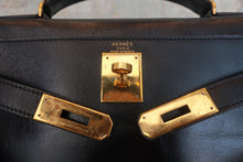 將圖片載入圖庫檢視器 HERMES／エルメス ケリー28 ボックスカーフ ブラック 〇S刻印 ハンドバッグ 800070085
