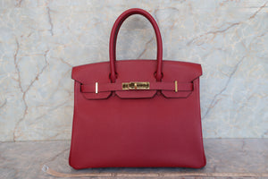 HERMES／エルメス バーキン30 ヴォーエプソン ルージュグレナ A刻印 ハンドバッグ 700100036
