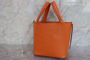 HERMES PICOTIN LOCK MM Tressage Epsom leather Apricot/Rose azalee/Gold D刻印 Hand bag 600090012