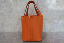 将图片加载到图库查看器，HERMES PICOTIN LOCK MM Tressage Epsom leather Apricot/Rose azalee/Gold D刻印 Hand bag 600090012
