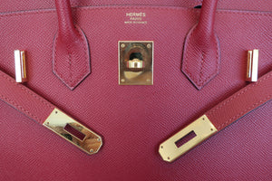 HERMES／エルメス バーキン30 ヴォーエプソン ルージュグレナ A刻印 ハンドバッグ 700100036