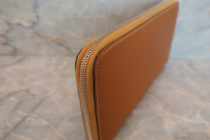 HERMES  Azapp Long Silkin Epsom leather/Silk Gold □O刻印 Wallet 700070222