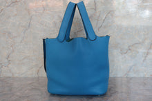 将图片加载到图库查看器，HERMES PICOTIN LOCK MM Clemence leather Blue zanzibar A刻印 Hand bag 600090017
