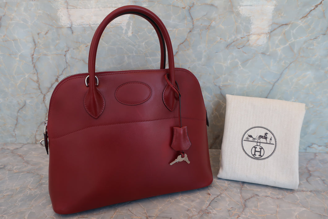 HERMES  BOLIDE 31 Box carf leather Rouge H □D刻印 Hand bag 700070188