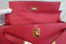 将图片加载到图库查看器，HERMES KELLY 32 Graine Couchevel leather Rouge vif Shoulder bag 600040207
