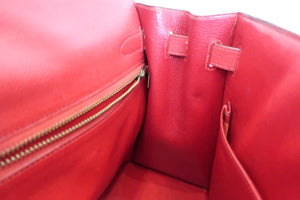 HERMES KELLY 32 Graine Couchevel leather Rouge vif Shoulder bag 600040207