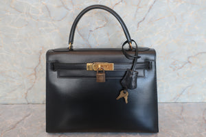 HERMES KELLY 28 Box carf leather Black 〇P刻印 Hand bag 600070174