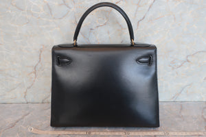 HERMES KELLY 28 Box carf leather Black 〇P刻印 Hand bag 600070174