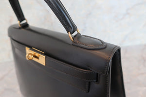 HERMES KELLY 28 Box carf leather Black 〇P刻印 Hand bag 600070174