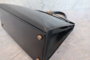 HERMES KELLY 28 Box carf leather Black 〇P刻印 Hand bag 600070174