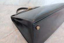 将图片加载到图库查看器，HERMES KELLY 28 Box carf leather Black 〇P刻印 Hand bag 600070174
