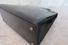 将图片加载到图库查看器，HERMES KELLY 28 Box carf leather Black 〇P刻印 Hand bag 600070174
