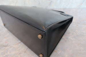 HERMES KELLY 28 Box carf leather Black 〇P刻印 Hand bag 600070174