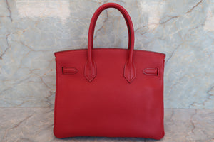 HERMES／エルメス バーキン30 トゴ ルージュガランス □K刻印 ハンドバッグ 700070208