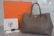 将图片加载到图库查看器，HERMES GARDEN PARTY PM Steeple Country leather Etoupe gray T刻印 Tote bag 600080210
