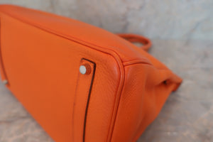 HERMES BIRKIN 35 Clemence leather Orange □F刻印 Hand bag 500110173