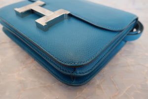 HERMES／エルメス コンスタンス3 ミニ ヴォーエプソン ブルーイズミール T刻印 ショルダーバッグ 700010026