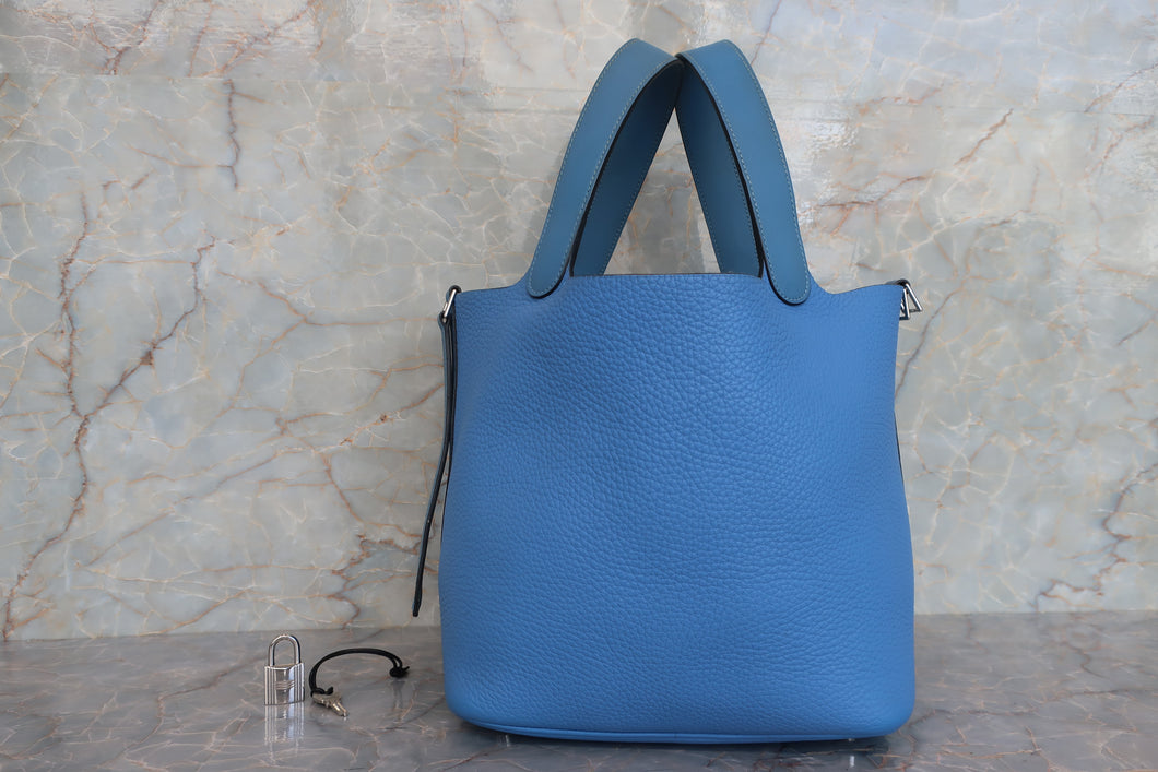 HERMES／エルメス ピコタンロックタッチＭＭ トリヨンクレマンス/ヴォースイフト ブルーパラダイス T刻印 ハンドバッグ 700100006