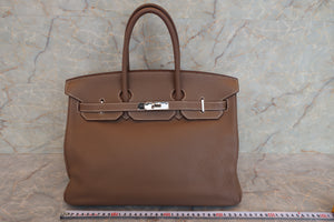 HERMES／エルメス バーキン35 トリヨンクレマンス エトゥープ □M刻印 ハンドバッグ 700010066