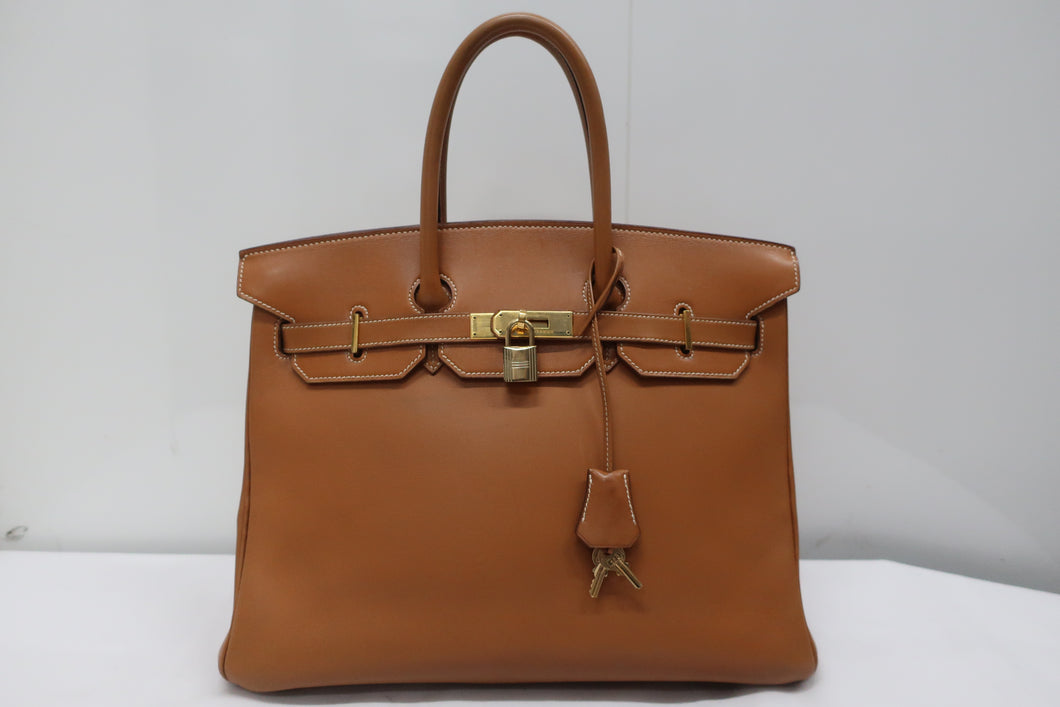 HERMES BIRKIN 35 Gulliver leather Gold 〇Z刻印 Hand bag 600070049