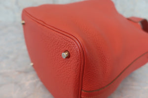 HERMES PICOTIN LOCK MM Clemence leather Sanguine □□O刻印 Hand bag 600040193
