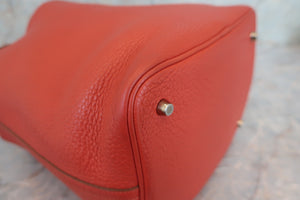 HERMES PICOTIN LOCK MM Clemence leather Sanguine □□O刻印 Hand bag 600040193