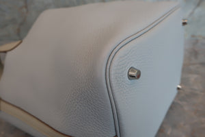 HERMES PICOTIN LOCK MM Clemence leather/Swift leather Blue pale/Pearl gray □R刻印 Hand bag 600070194