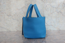 将图片加载到图库查看器，HERMES PICOTIN LOCK PM Clemence leather Blue zanzibar A刻印 Hand bag 800010199
