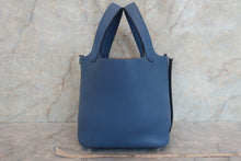 将图片加载到图库查看器，HERMES PICOTIN LOCK PM Clemence leather Blue brighton X刻印 Hand bag 600070148
