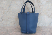 Load image into Gallery viewer, HERMES PICOTIN LOCK PM Clemence leather Blue brighton X Engraving Hand bag 600070148
